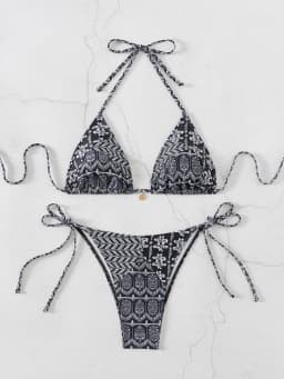 "2026 New Triangle Bikini Set - Floral Print Push Up Swimsuit & Brazilian Bottoms"