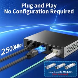 5 Port 2.5GbE Ethernet Switch Unmanaged 2.5Gbps Network Switch 1 Port 10Gb SFP+ Slot Home Lab Setup Switch Plug and Play