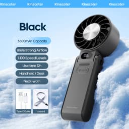 Kinscoter New Cooling Handheld Fan 3600mAh Foldable Portable Fan 100-level Free Control High Speed Mini Personal Fan W/ Lanyard