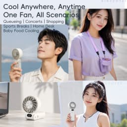 Kinscoter New Cooling Handheld Fan 3600mAh Foldable Portable Fan 100-level Free Control High Speed Mini Personal Fan W/ Lanyard