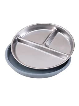 Color Kids 1PCS Stainless Steel Plate Detachable Suction Dishes Baby Feeding Sucker Bowl Food Grade Silicone Food Tray Tableware
