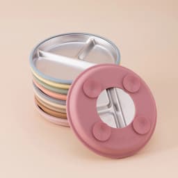 Color Kids 1PCS Stainless Steel Plate Detachable Suction Dishes Baby Feeding Sucker Bowl Food Grade Silicone Food Tray Tableware