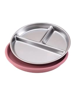 Color Kids 1PCS Stainless Steel Plate Detachable Suction Dishes Baby Feeding Sucker Bowl Food Grade Silicone Food Tray Tableware