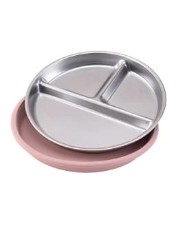 Color Kids 1PCS Stainless Steel Plate Detachable Suction Dishes Baby Feeding Sucker Bowl Food Grade Silicone Food Tray Tableware