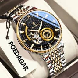 POEDAGAR Top Luxury Man Wristwatch Luminous Hollow Tourbillon Stainless Steel Men Clock Mechanical Automatic Men's Watches Reloj