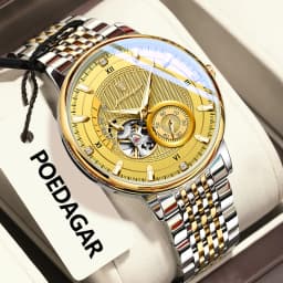 POEDAGAR Top Luxury Man Wristwatch Luminous Hollow Tourbillon Stainless Steel Men Clock Mechanical Automatic Men's Watches Reloj