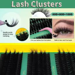 60D80D100D Thick False Eyelashes with Mixed Length, D Curl Cat-Eye Style for a Fluffy And Dramatic Look Suitable for Beginners