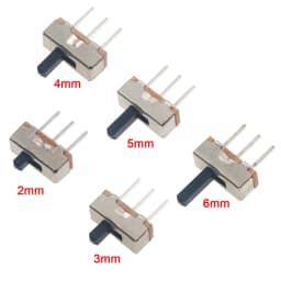 20Pcs SS12D00 Interruptor On-Off Mini Slide Switch 3pin 1P2T 2 Position High Quality Toggle Switch Handle Length:3MM/4MM/5MM/6MM