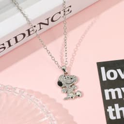 Cartoon Snoopy Full Zircon Necklace Couple Gift Pendant Cartoon Dog Clavicle Chain Valentine's Day Necklace