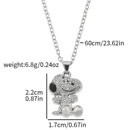 Cartoon Snoopy Full Zircon Necklace Couple Gift Pendant Cartoon Dog Clavicle Chain Valentine's Day Necklace