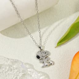 Cartoon Snoopy Full Zircon Necklace Couple Gift Pendant Cartoon Dog Clavicle Chain Valentine's Day Necklace