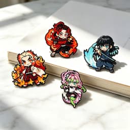 4pcs/Set Demon Slayer Kimetsu No Yaiba Anime Collectible Pins Set Hashira & Yoriichi Enamel Brooches for Backpack Decor