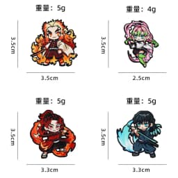 4pcs/Set Demon Slayer Kimetsu No Yaiba Anime Collectible Pins Set Hashira & Yoriichi Enamel Brooches for Backpack Decor