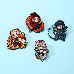 4pcs/Set Demon Slayer Kimetsu No Yaiba Anime Collectible Pins Set Hashira & Yoriichi Enamel Brooches for Backpack Decor