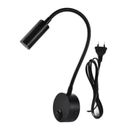 LED Flexible Hose Wall Lamp 1W 3W Book Reading Study Bedside Light Hotel Headboard Flexible Gooseneck Mini Spotlight With Switch