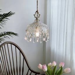 YEBMLP French Retro Glass Hanging Light Indoor LED Luxury Art Chandelier Bedroom Bar Restaurant Table Pendant Lamp With E14 Bulb