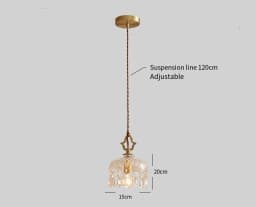 YEBMLP French Retro Glass Hanging Light Indoor LED Luxury Art Chandelier Bedroom Bar Restaurant Table Pendant Lamp With E14 Bulb