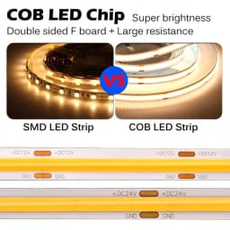 5/10m Super Bright FOB Single Color COB LED Strip Light Flexible 8MM PCB Width Neon Tape 12V 24V For Kitchen Cabinet Room Decor