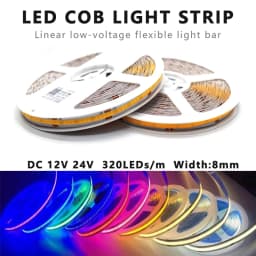5/10m Super Bright FOB Single Color COB LED Strip Light Flexible 8MM PCB Width Neon Tape 12V 24V For Kitchen Cabinet Room Decor