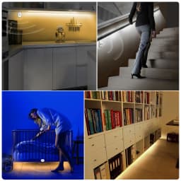 1-5m PIR Motion Sensor LED Strip Lights DC 12V Diode Tape Waterproof Auto On/Off Stairs Wardrobe Closet Kitchen Backlight Light