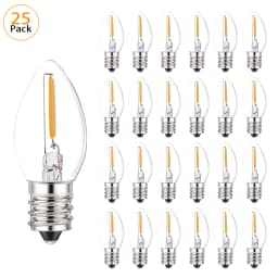 Genixgreen C7 LED Night Light Bulb 0.5W Dimmable E12 E14 Base Warm White 2700K Chandelier Salt Lamp Replacement Mini Candle Bulb