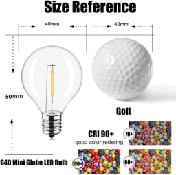 Plastic G40 DC3V Replacement Bulbs for Solar String Lights E12 Screw Sockets Shatterproof Decorative LED Lamp RV Camper Lighting