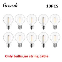 Plastic G40 DC3V Replacement Bulbs for Solar String Lights E12 Screw Sockets Shatterproof Decorative LED Lamp RV Camper Lighting