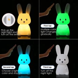 LED Night Light Silicone Rabbit Touch Sensor Lamp Cute Animal Light Bedroom Decor Gift For Kid Baby Child Table Lamp Home Decor