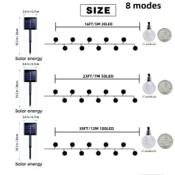 1 Pack 39FT IP65 Crystal Globe Solar String Lights 100 LED 8 Lighting Modes Solar Outdoor Lights For Halloween Christmas Party
