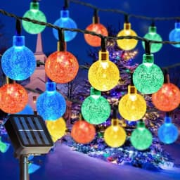 1 Pack 39FT IP65 Crystal Globe Solar String Lights 100 LED 8 Lighting Modes Solar Outdoor Lights For Halloween Christmas Party