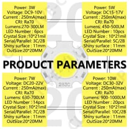 20pcs A Lot High Power LED COB Light Bulb 250mA Size 20MM 3W 5W 7W 10W LED Source Chip Light Lamp SpotLight Downlight Lamps DIY