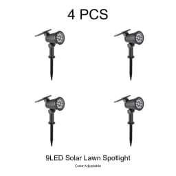 9 LEDs Solar Spotlights, Outdoor Waterproof, Spot Lights, Brightness Adjustable for Garden Backyard Driveway Patio Decor