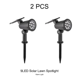 9 LEDs Solar Spotlights, Outdoor Waterproof, Spot Lights, Brightness Adjustable for Garden Backyard Driveway Patio Decor