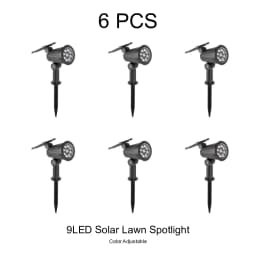 9 LEDs Solar Spotlights, Outdoor Waterproof, Spot Lights, Brightness Adjustable for Garden Backyard Driveway Patio Decor
