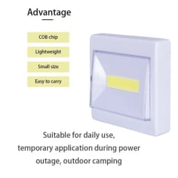 2 Pcs COB LED Night Lights AAA Battery Wall Light Operated with Switch Magic Tape for Cabinet lights Garage Corridor lamp