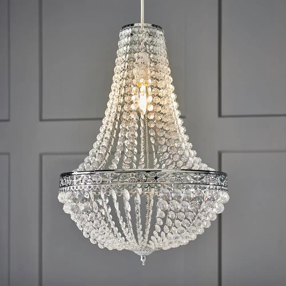 Premium Vintage Crystal Chandelier Ceiling Light Shade Drop Light Easy Fitting Charlotte Pendant Lampshade Without cord kit
