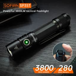SOFIRN SP35T 3800lm Tactical Flashlight Powerful LED Light USB C 21700 Rechargeable Torch with Dual Switch Power Indicator ATR