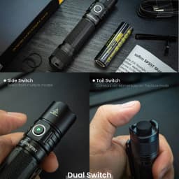 SOFIRN SP35T 3800lm Tactical Flashlight Powerful LED Light USB C 21700 Rechargeable Torch with Dual Switch Power Indicator ATR
