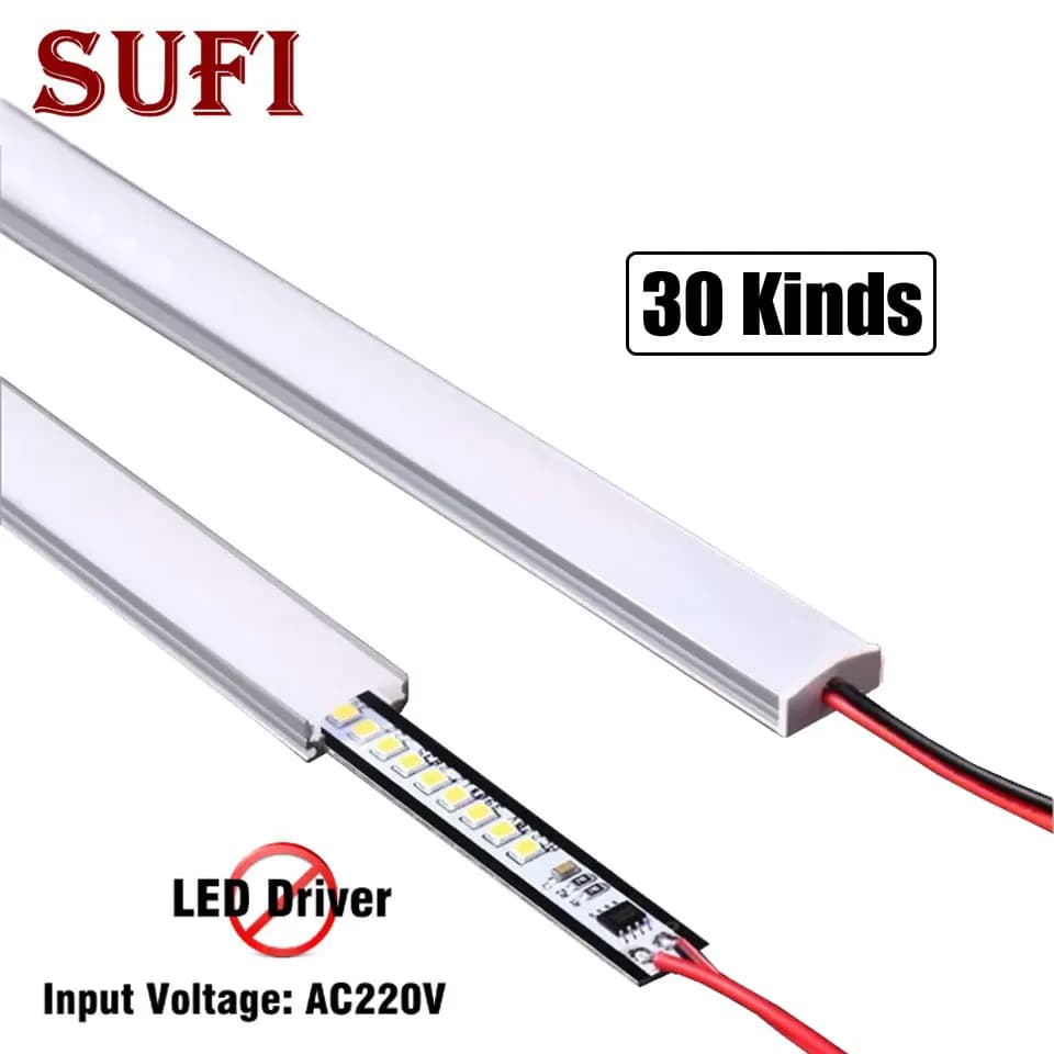 2pcs 20cm 30cm 40cm 50cm LED Hard Rigid Strip Bar Light AC220V Aluminium Shell Kitchen Under Cabinet Lamp Room