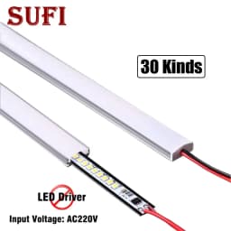 2pcs 20cm 30cm 40cm 50cm LED Hard Rigid Strip Bar Light AC220V Aluminium Shell Kitchen Under Cabinet Lamp Room