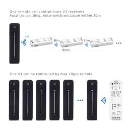 LED Dimmer 12V 5V 24V 36V 8A PWM Wireless RF Switch with 2.4G Brightness Adjustment Touch Remote for Single Color LED Strip V1