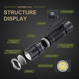 SOFIRN SC33 LED Tactical Flashlight XHP70.3 HI 5200lm Powerful 21700 Type C Rechargeable Torch E-switch Outdoor Light