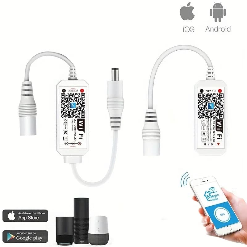 Wifi RGBW RGB Controller Magic Home APP Work with Alexa Google Home for DC12-24V Single Color RGB LED Strip Light Voice Dimmer
