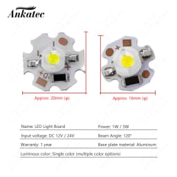 10PCS 12V 24V DC LED High Power Single Color Bead 1W 3W with Aluminum Plate Warm White Red Green Blue Pink Gold Yellow Lamp Chip