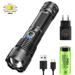 90000LM High Power XHP50 Led Flashlight Rechargeable Torch Zoom Usb Hand Lantern Camping Outdoor Waterproof Emergency