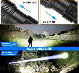 Powerful LED Flashlight Super Bright Spotlight Long Range Zoomable Emergency Torch Outdoor Tactical Flashlight Power Display