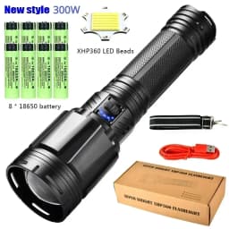 Powerful LED Flashlight Super Bright Spotlight Long Range Zoomable Emergency Torch Outdoor Tactical Flashlight Power Display