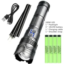 Powerful LED Flashlight Super Bright Spotlight Long Range Zoomable Emergency Torch Outdoor Tactical Flashlight Power Display