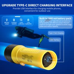 Diving Flashlight 3000LM CERR LED focus long waterproof night submersible fishing IPX8 outdoor underwater strong penetrati