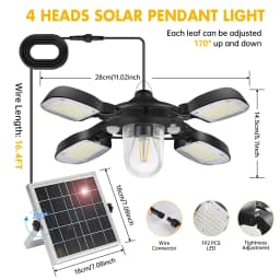 192led Solar Powered Barn Light Solar Shed Light for Indoor and Outdoor 1000LM Dual Motion Sensor Solar Pendant Light For Gazebo